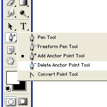 selection of delete anchor point  tool