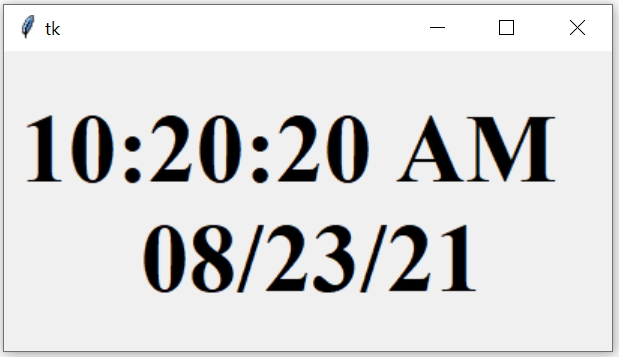 Displaying Clock with local date in Tkinter window