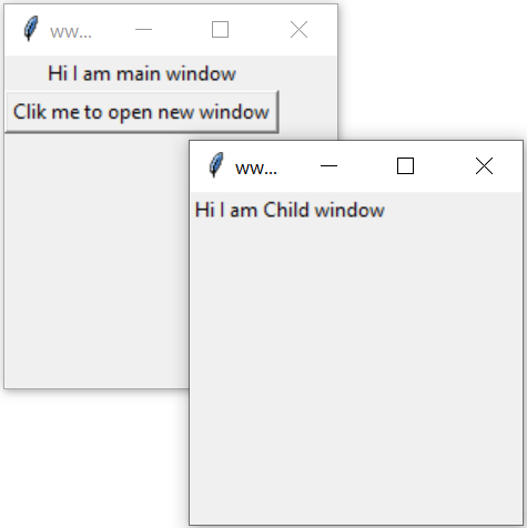 Button to open child window from parent windows