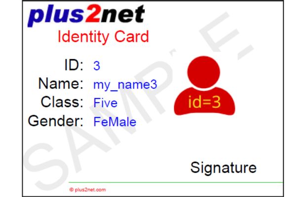 ID cards by using SQLite table with images